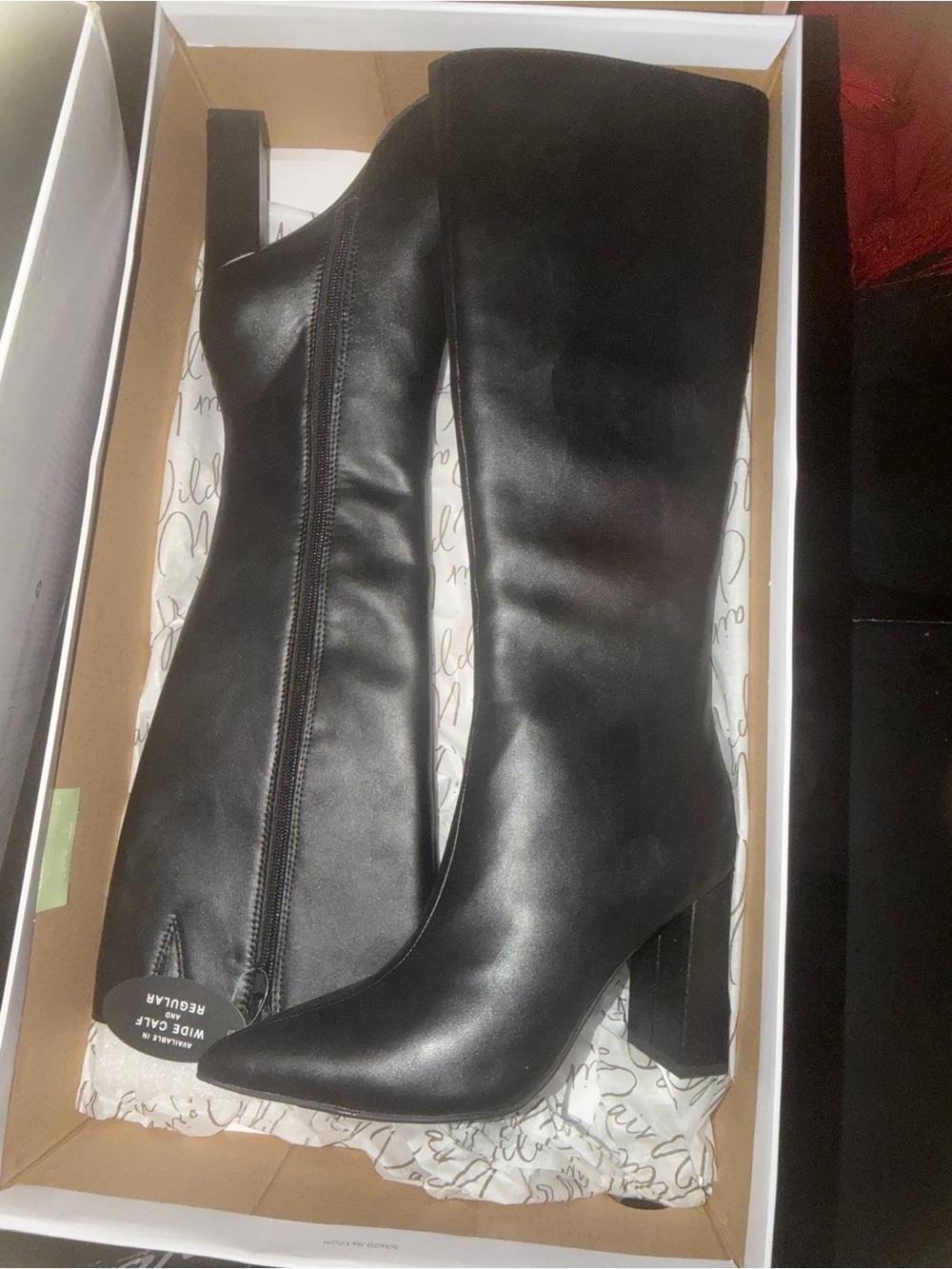 INC International Concepts Black Knee-High Pointed Toe Boots